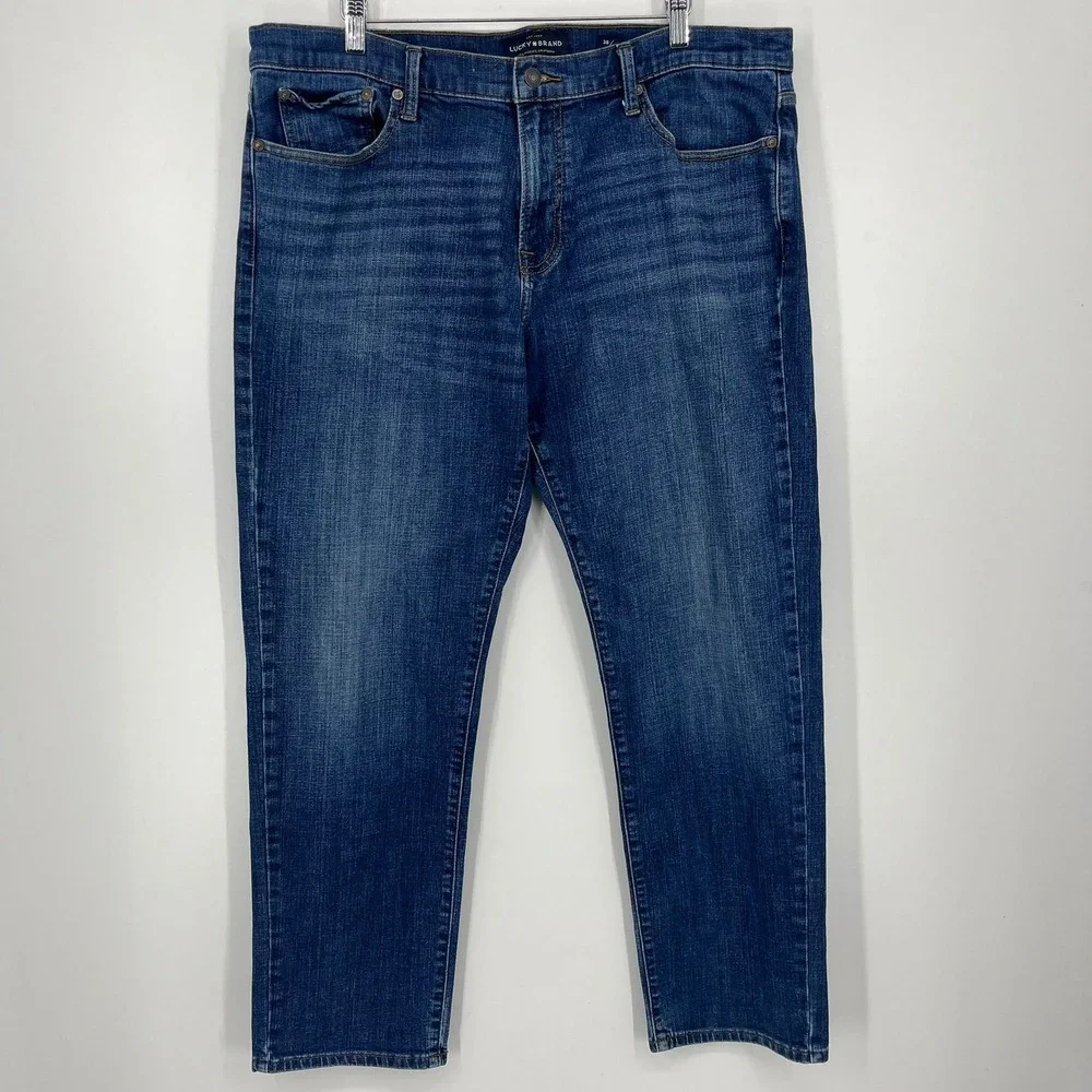 Lucky Brand 221 Straight Mens Jeans Blue Medium Wash 38x32 Denim Pants
